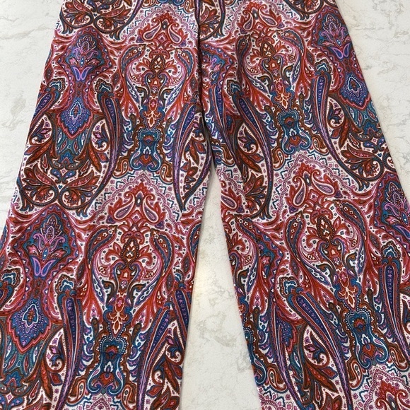 120% Lino Linen Wide Leg Trouser Pants Women’s Paisley Size 42 Pink Purple Red - Picture 4 of 17